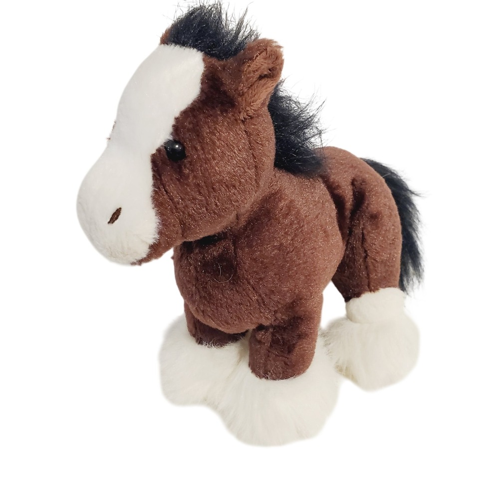 Ganz Webkinz Clydesdale Horse Plush Brown White Stuffed Animal HS018 No Code
